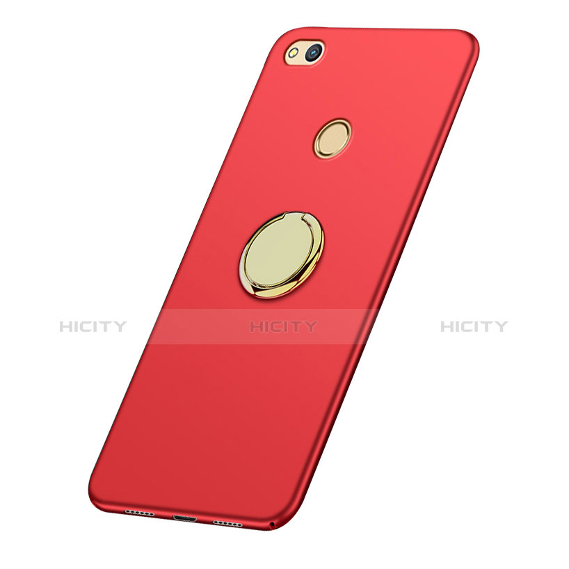 Cover Plastica Rigida Opaca con Anello Supporto A02 per Huawei P9 Lite (2017) Rosso