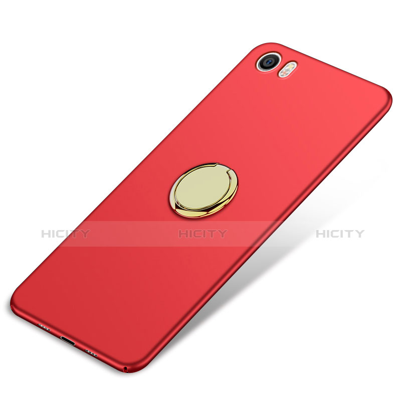 Cover Plastica Rigida Opaca con Anello Supporto A02 per Xiaomi Mi 5 Rosso