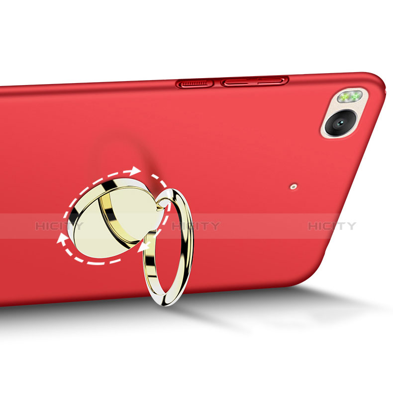 Cover Plastica Rigida Opaca con Anello Supporto A02 per Xiaomi Mi 5S Rosso