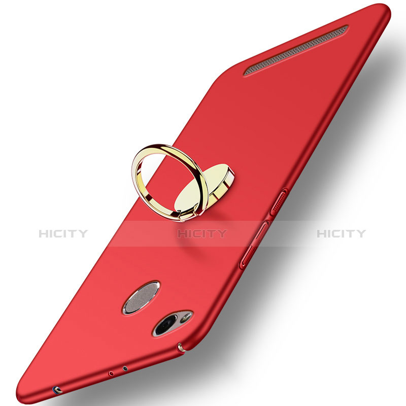 Cover Plastica Rigida Opaca con Anello Supporto A02 per Xiaomi Redmi 3 Pro Rosso