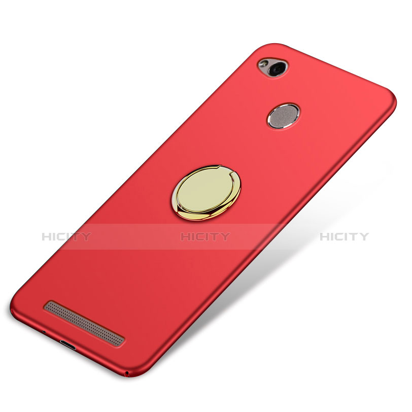 Cover Plastica Rigida Opaca con Anello Supporto A02 per Xiaomi Redmi 3 Pro Rosso