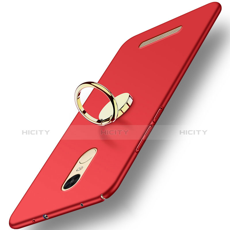 Cover Plastica Rigida Opaca con Anello Supporto A02 per Xiaomi Redmi Note 3 Pro Rosso