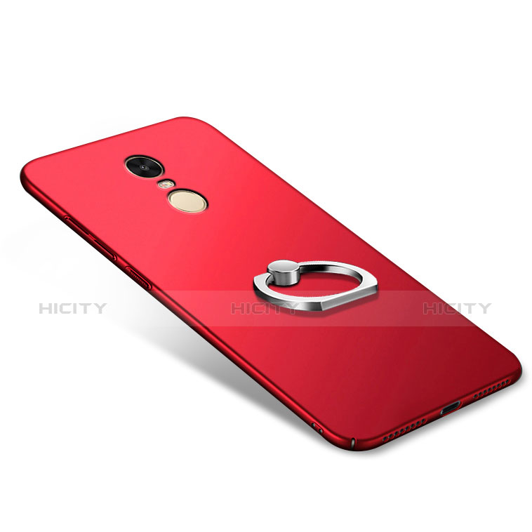 Cover Plastica Rigida Opaca con Anello Supporto A02 per Xiaomi Redmi Note 4X High Edition Rosso