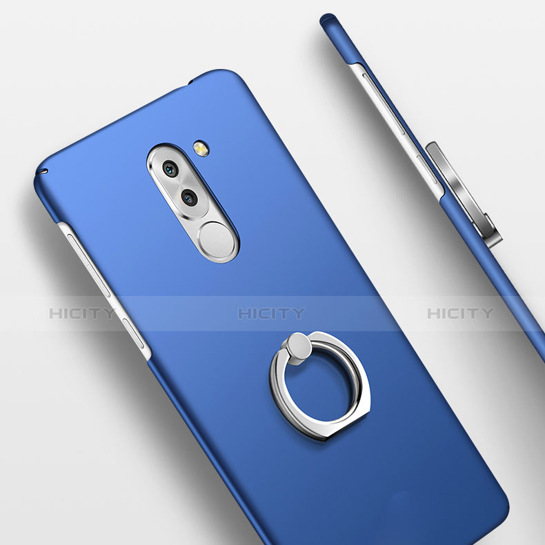 Cover Plastica Rigida Opaca con Anello Supporto A03 per Huawei GR5 (2017) Blu