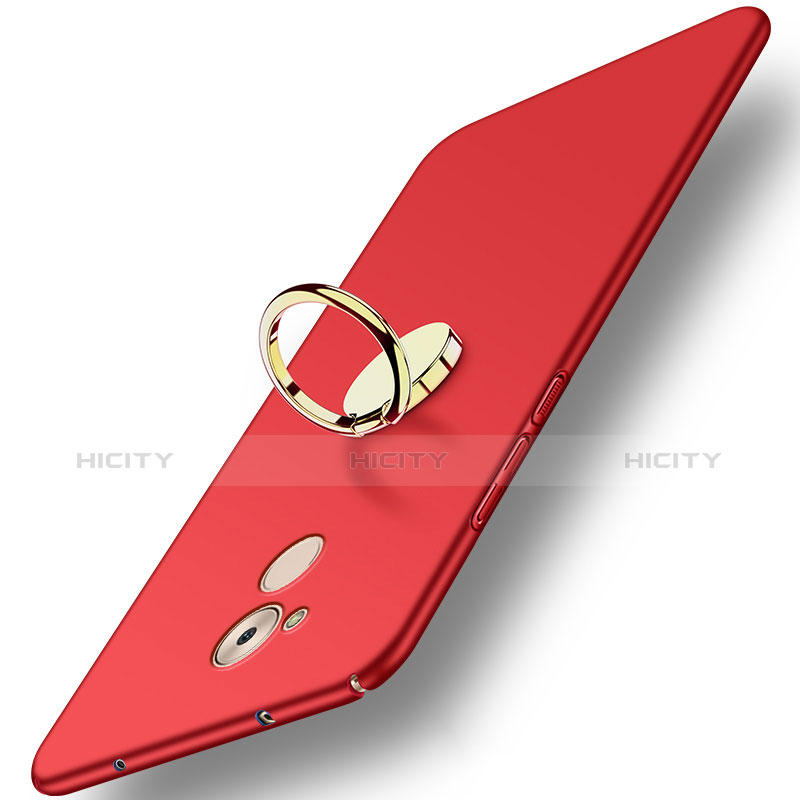 Cover Plastica Rigida Opaca con Anello Supporto A03 per Huawei Nova Smart Rosso