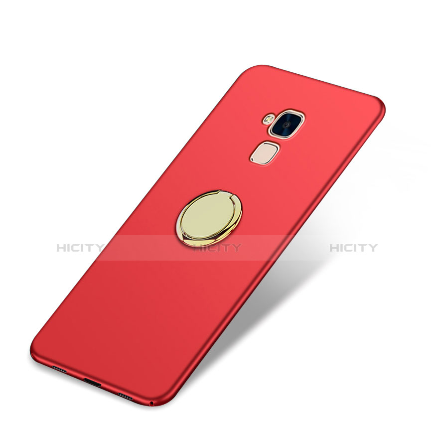 Cover Plastica Rigida Opaca con Anello Supporto A04 per Huawei GR5 Mini Rosso