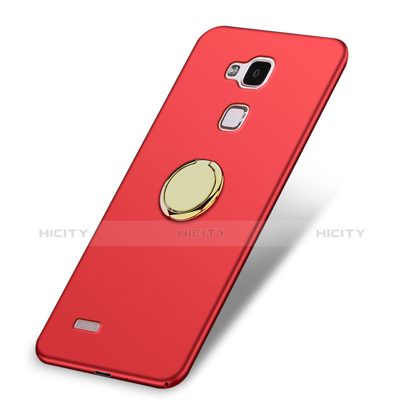 Cover Plastica Rigida Opaca con Anello Supporto A04 per Huawei Mate 7 Rosso