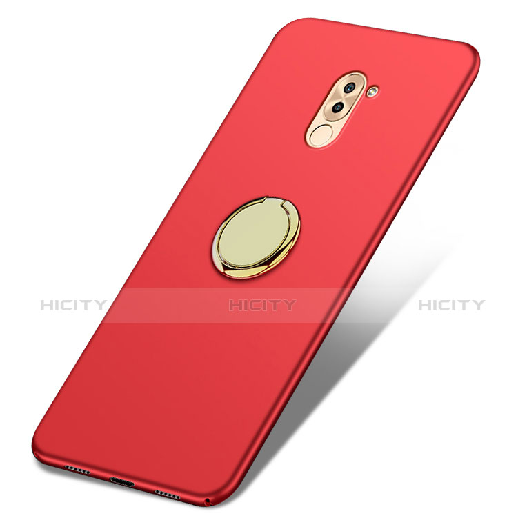 Cover Plastica Rigida Opaca con Anello Supporto A05 per Huawei Mate 9 Lite Rosso