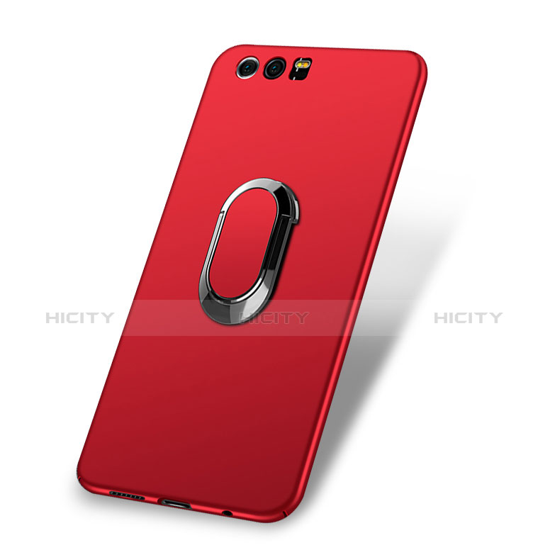 Cover Plastica Rigida Opaca con Anello Supporto e Cordoncino per Huawei Honor 9 Premium Rosso