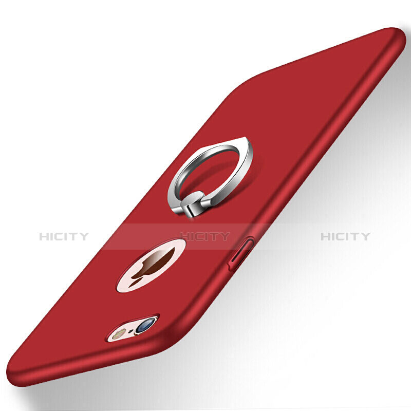 Cover Plastica Rigida Opaca con Anello Supporto per Apple iPhone 6 Plus Rosso