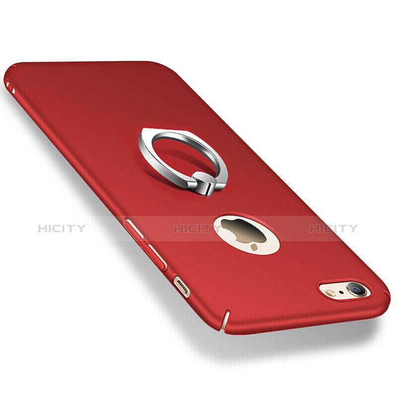 Cover Plastica Rigida Opaca con Anello Supporto per Apple iPhone 6 Plus Rosso