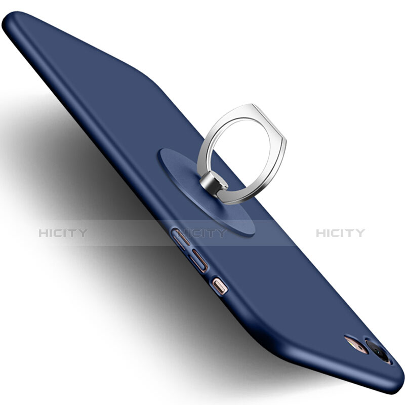 Cover Plastica Rigida Opaca con Anello Supporto per Apple iPhone 7 Blu