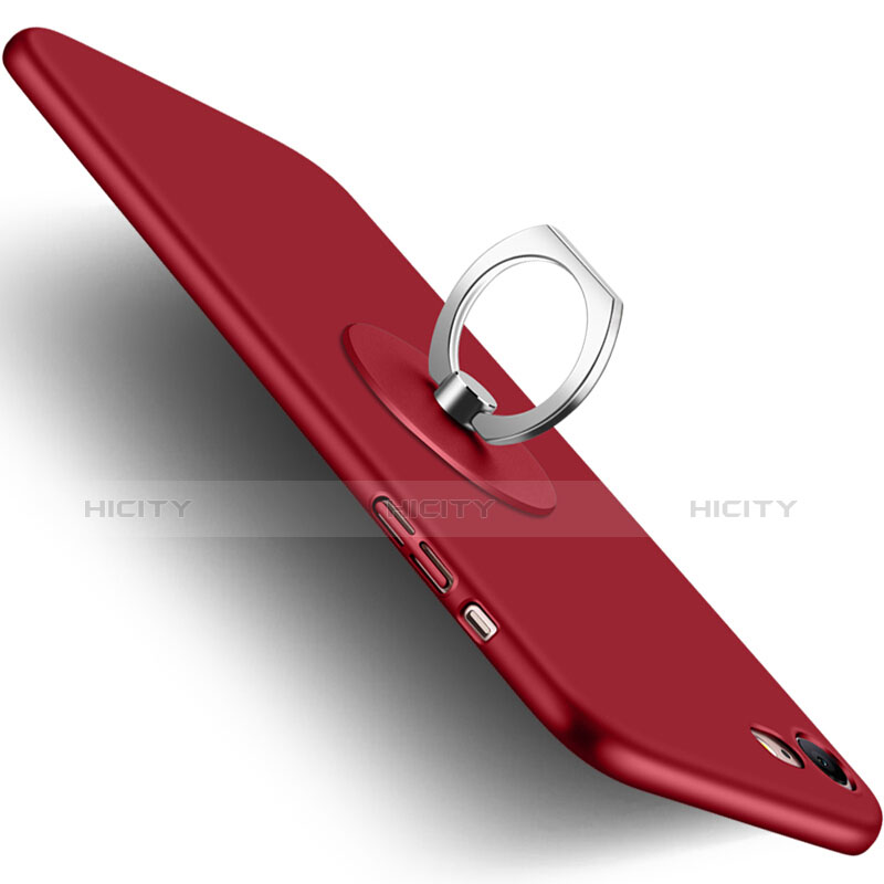 Cover Plastica Rigida Opaca con Anello Supporto per Apple iPhone 7 Rosso