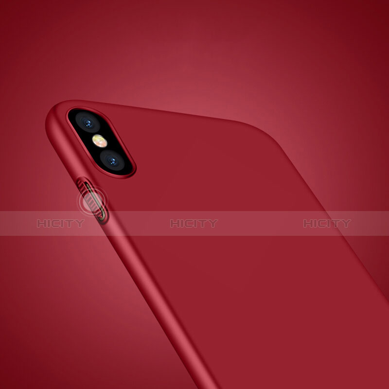 Cover Plastica Rigida Opaca con Anello Supporto per Apple iPhone Xs Max Rosso