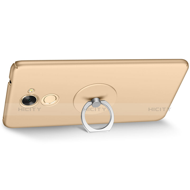 Cover Plastica Rigida Opaca con Anello Supporto per Huawei Enjoy 7 Plus Oro