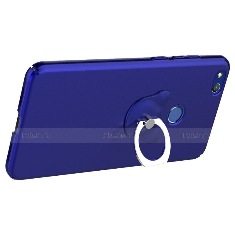 Cover Plastica Rigida Opaca con Anello Supporto per Huawei GR3 (2017) Blu