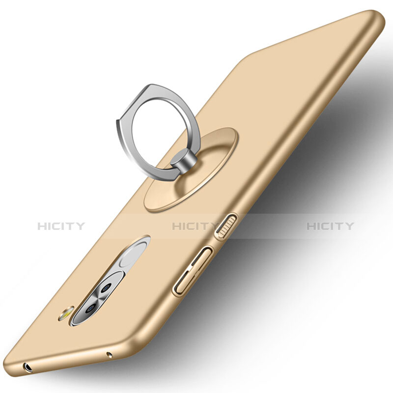 Cover Plastica Rigida Opaca con Anello Supporto per Huawei Honor 6X Pro Oro