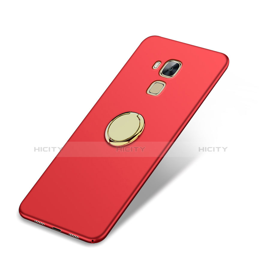 Cover Plastica Rigida Opaca con Anello Supporto per Huawei Nova Plus Rosso