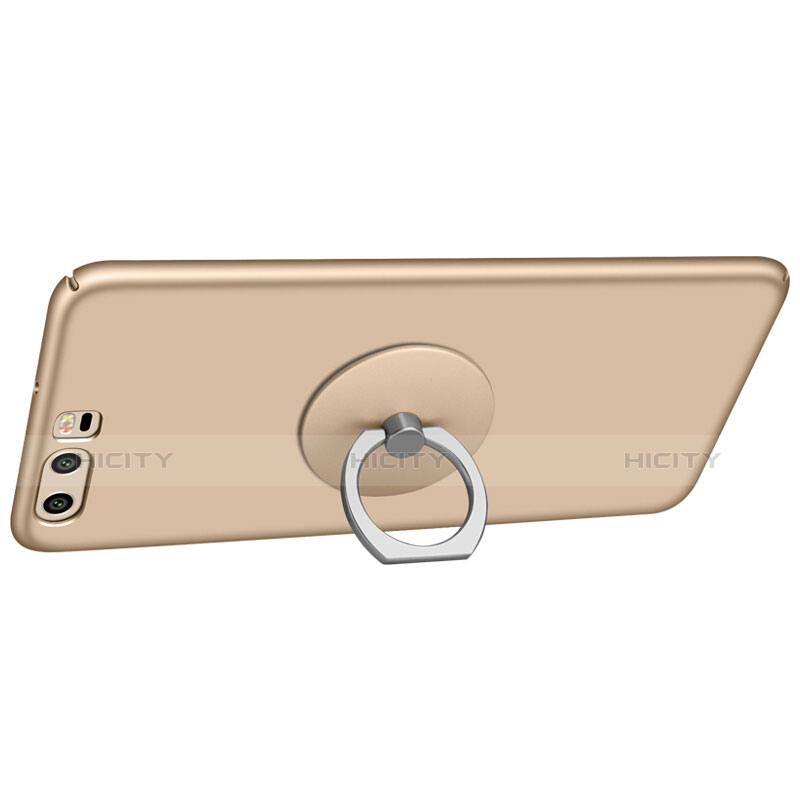 Cover Plastica Rigida Opaca con Anello Supporto per Huawei P10 Oro