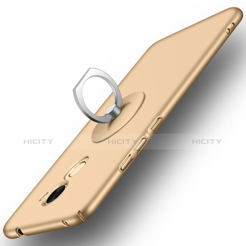 Cover Plastica Rigida Opaca con Anello Supporto per Huawei Y7 Prime Oro