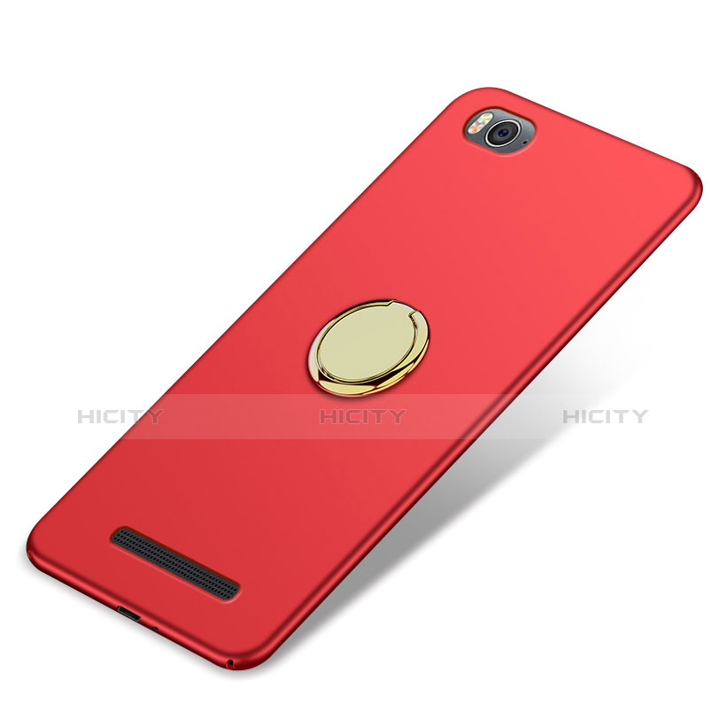 Cover Plastica Rigida Opaca con Anello Supporto per Xiaomi Mi 4C Rosso