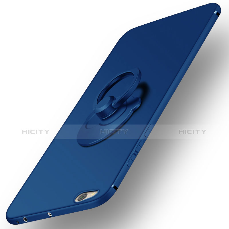 Cover Plastica Rigida Opaca con Anello Supporto per Xiaomi Mi 5C Blu