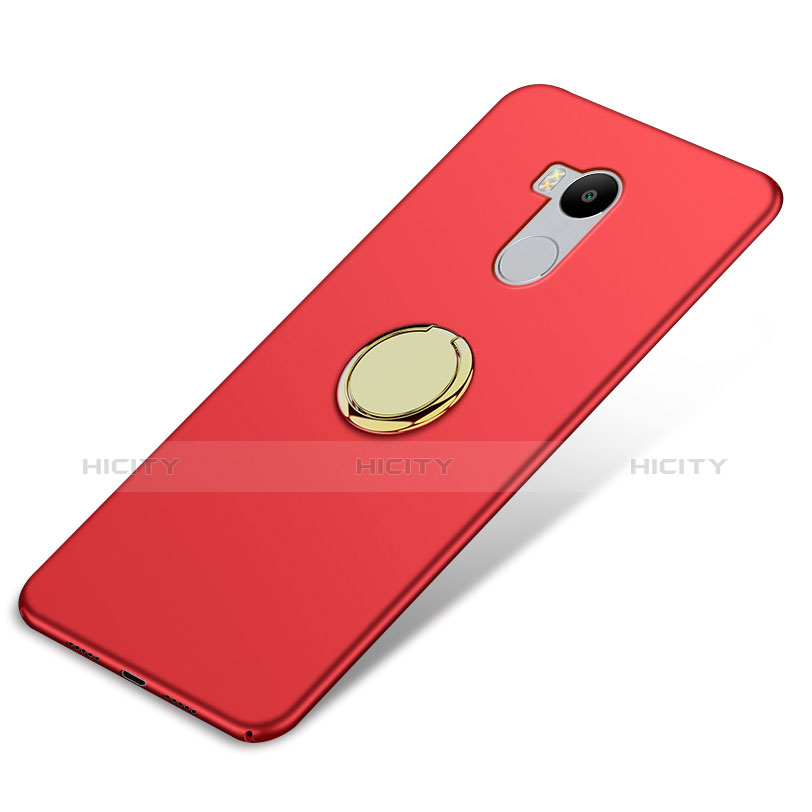 Cover Plastica Rigida Opaca con Anello Supporto per Xiaomi Redmi 4 Prime High Edition Rosso