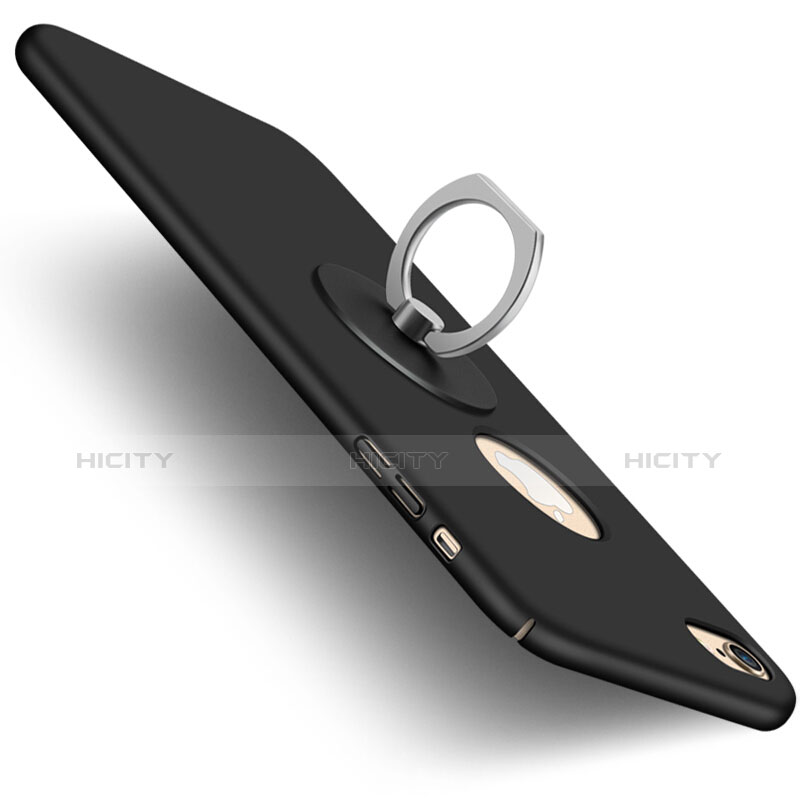 Cover Plastica Rigida Opaca con Foro e Anello Supporto per Apple iPhone 6 Nero