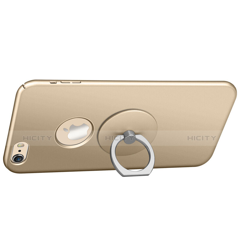 Cover Plastica Rigida Opaca con Foro e Anello Supporto per Apple iPhone 6S Oro