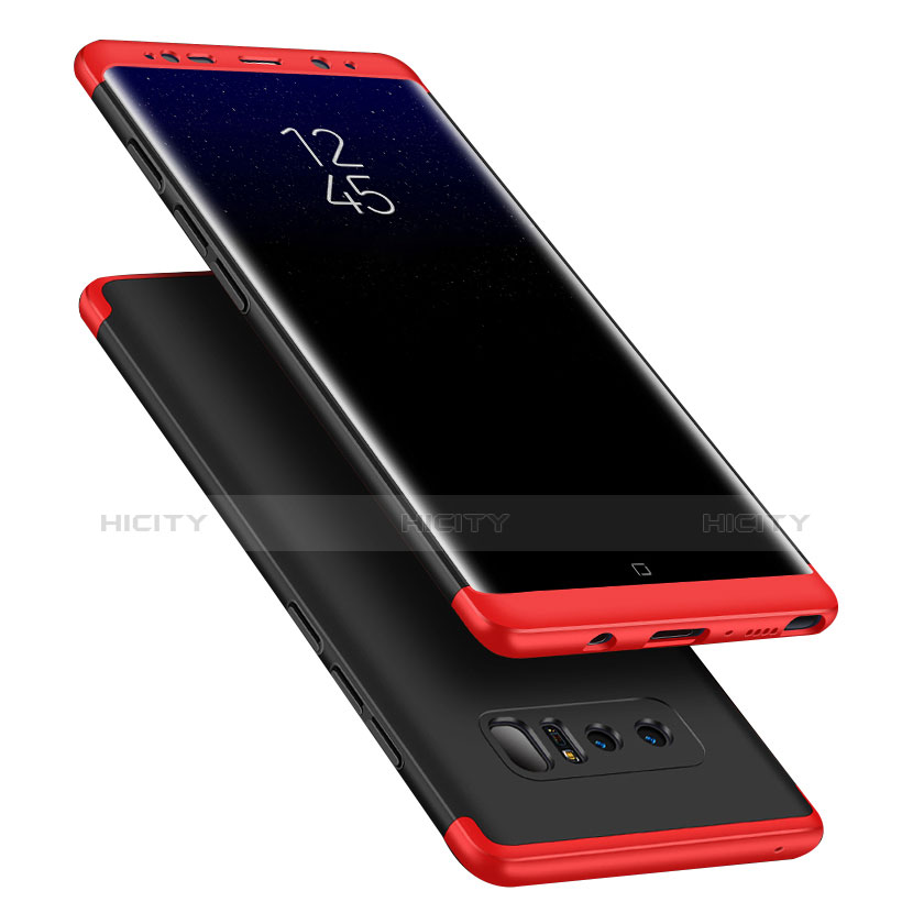 Cover Plastica Rigida Opaca Fronte e Retro 360 Gradi Q01 per Samsung Galaxy Note 8 Duos N950F Rosso e Nero