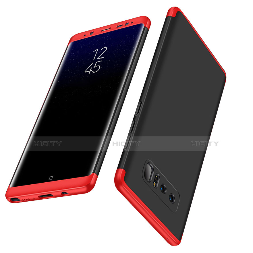 Cover Plastica Rigida Opaca Fronte e Retro 360 Gradi Q01 per Samsung Galaxy Note 8 Duos N950F Rosso e Nero