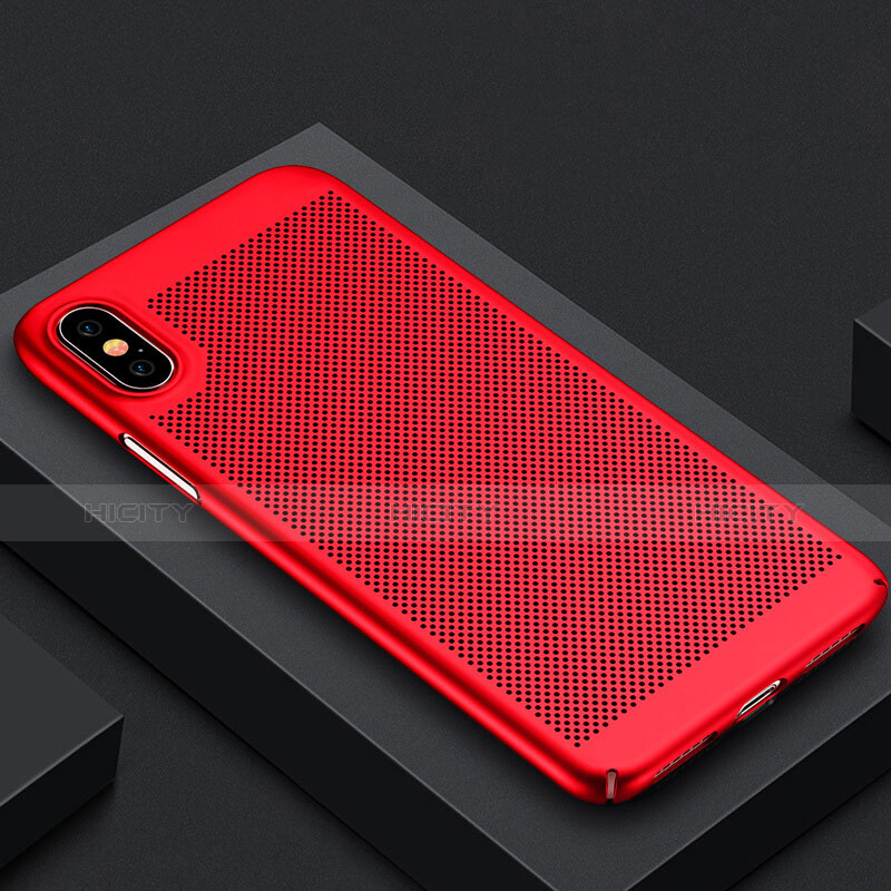 Cover Plastica Rigida Perforato per Apple iPhone X Rosso