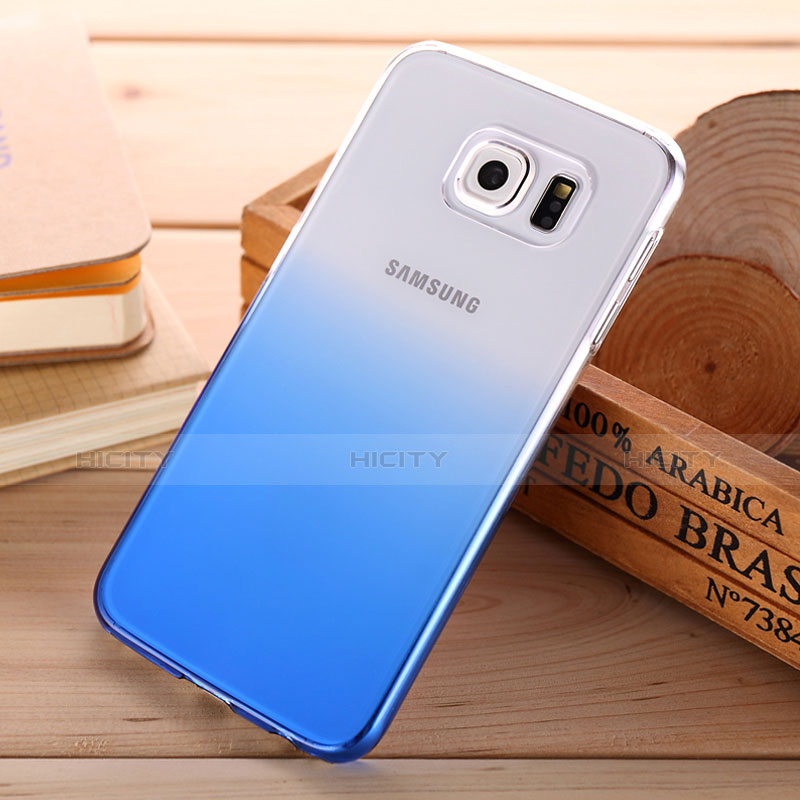 Cover Plastica Trasparente Rigida Sfumato per Samsung Galaxy S6 SM-G920 Blu