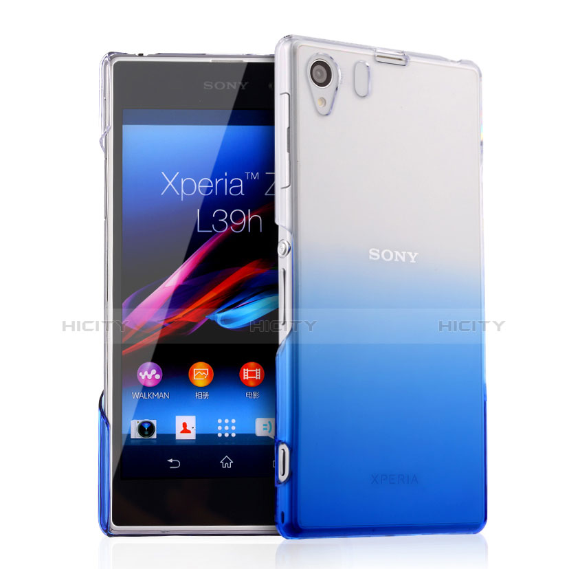 Cover Plastica Trasparente Rigida Sfumato per Sony Xperia Z1 L39h Blu