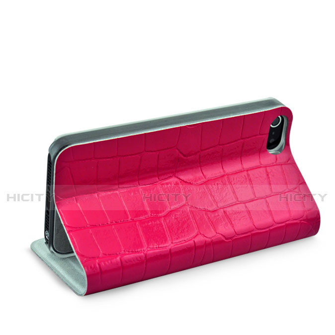 Cover Portafoglio In Pelle con Stand Coccodrillo per Apple iPhone SE Rosa Caldo