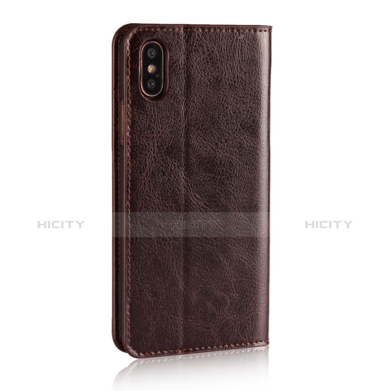 Cover Portafoglio In Pelle con Supporto F01 per Apple iPhone Xs Marrone