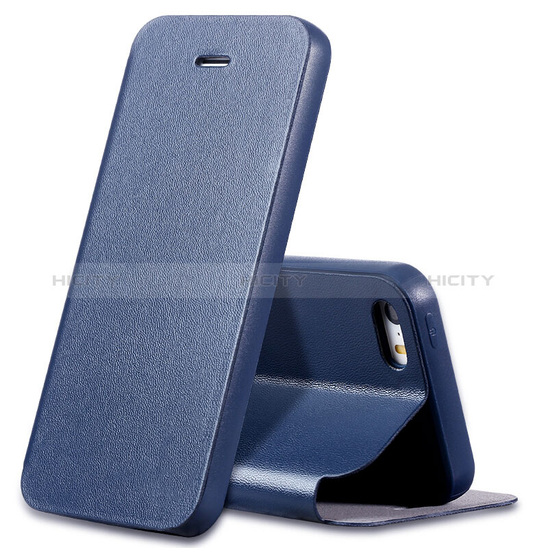 Cover Portafoglio In Pelle con Supporto L01 per Apple iPhone SE Blu