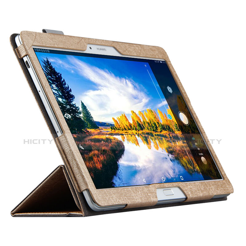 Cover Portafoglio In Pelle con Supporto L01 per Huawei MediaPad M2 10.0 M2-A01 M2-A01W M2-A01L Oro