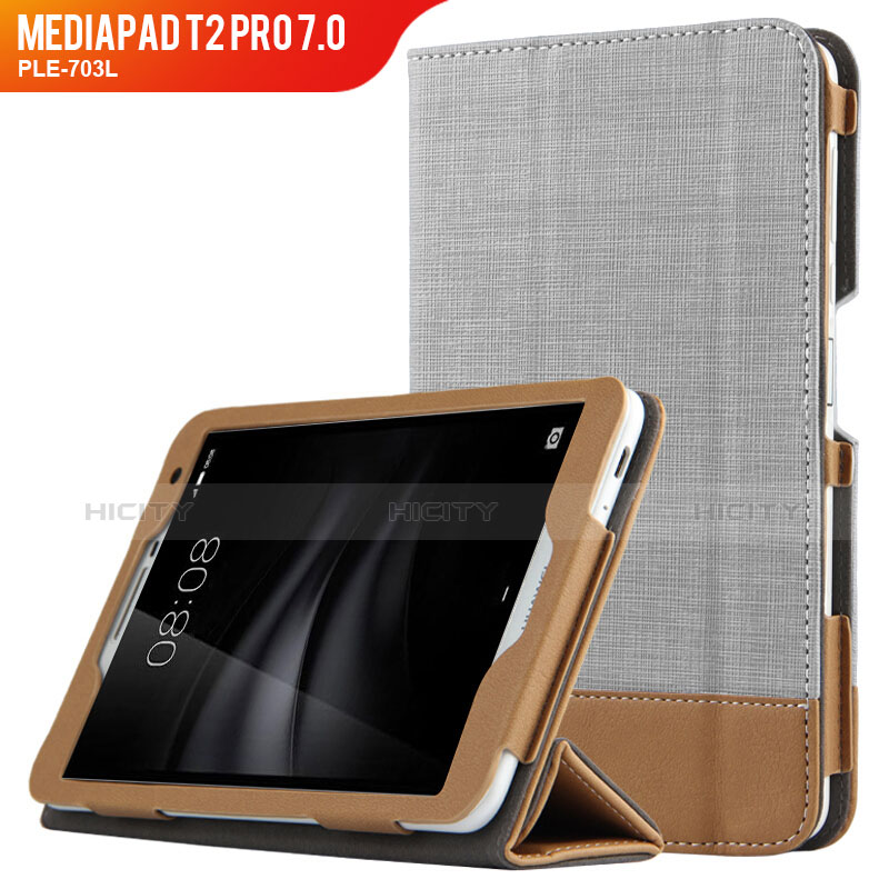 Cover Portafoglio In Pelle con Supporto L01 per Huawei MediaPad T2 Pro 7.0 PLE-703L Grigio