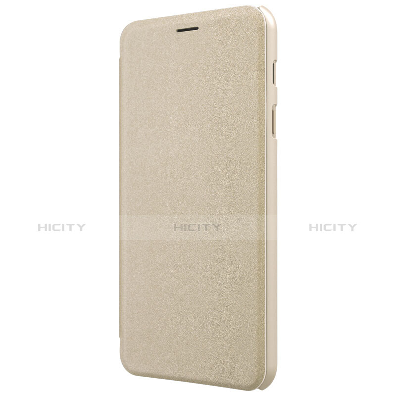 Cover Portafoglio In Pelle con Supporto L01 per Samsung Galaxy C8 C710F Oro