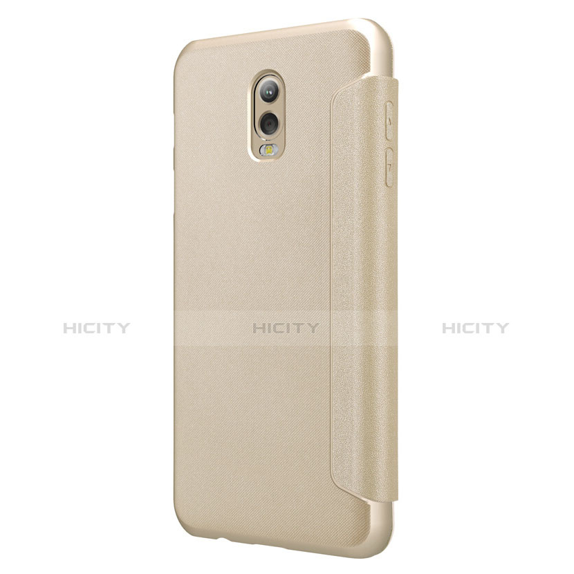 Cover Portafoglio In Pelle con Supporto L01 per Samsung Galaxy C8 C710F Oro