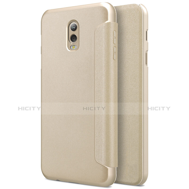 Cover Portafoglio In Pelle con Supporto L01 per Samsung Galaxy C8 C710F Oro