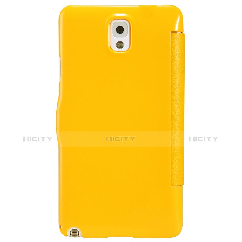 Cover Portafoglio In Pelle con Supporto L01 per Samsung Galaxy Note 3 N9000 Giallo