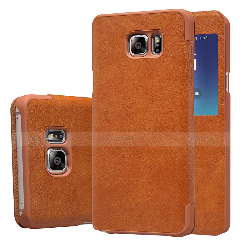 Cover Portafoglio In Pelle con Supporto L01 per Samsung Galaxy Note 5 N9200 N920 N920F Marrone