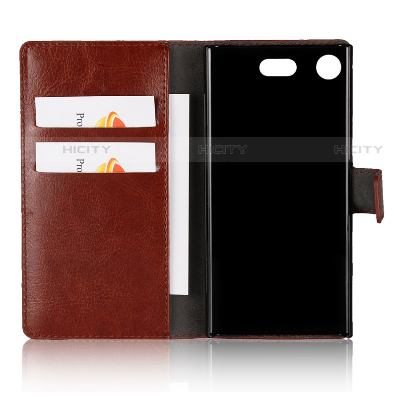 Cover Portafoglio In Pelle con Supporto L01 per Sony Xperia XZ1 Compact Marrone