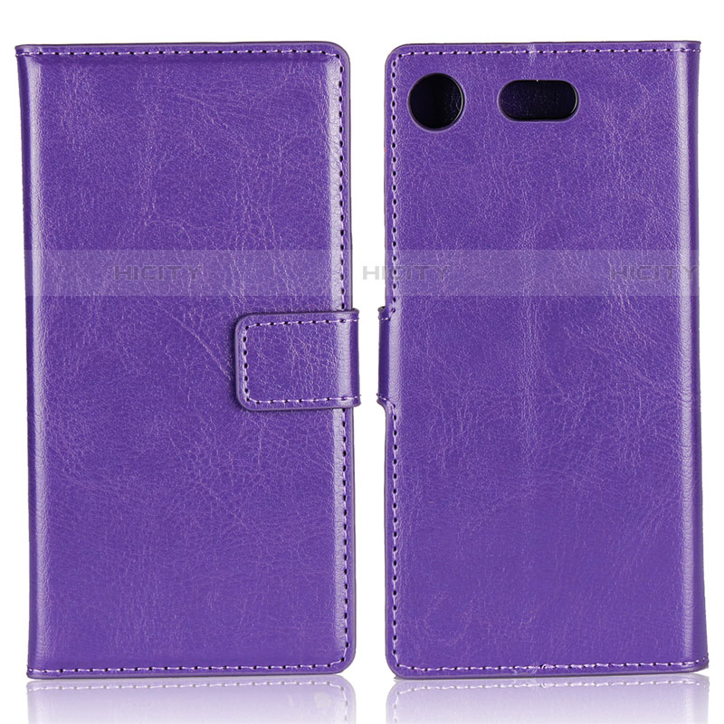 Cover Portafoglio In Pelle con Supporto L01 per Sony Xperia XZ1 Compact Viola