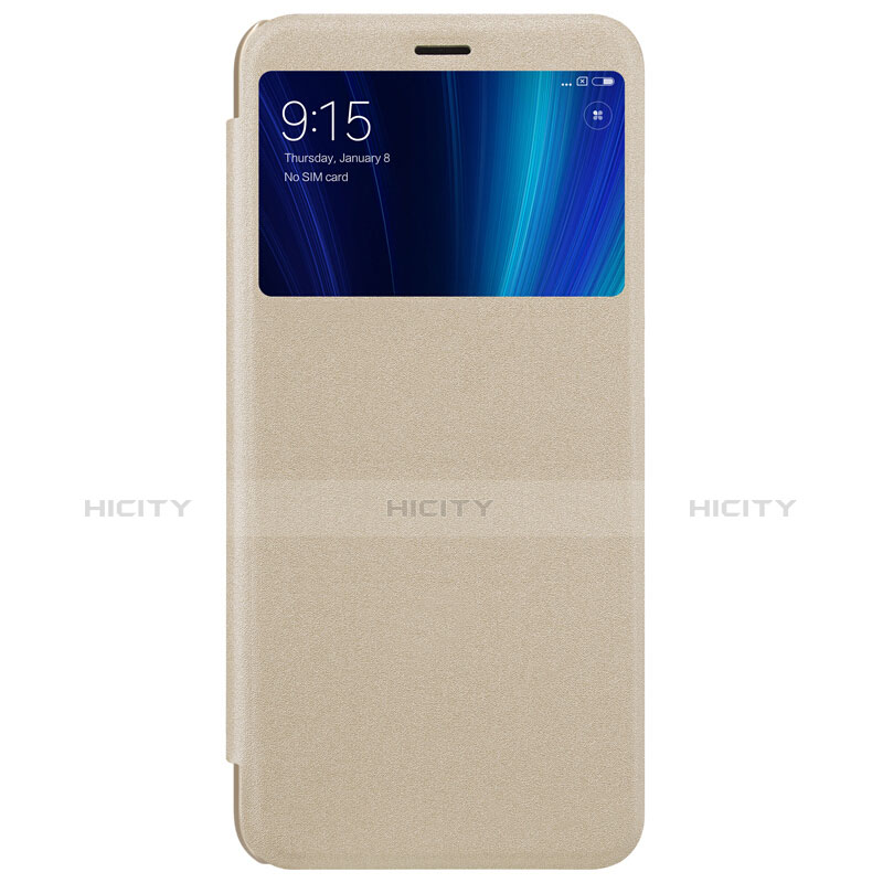 Cover Portafoglio In Pelle con Supporto L01 per Xiaomi Mi 6X Oro