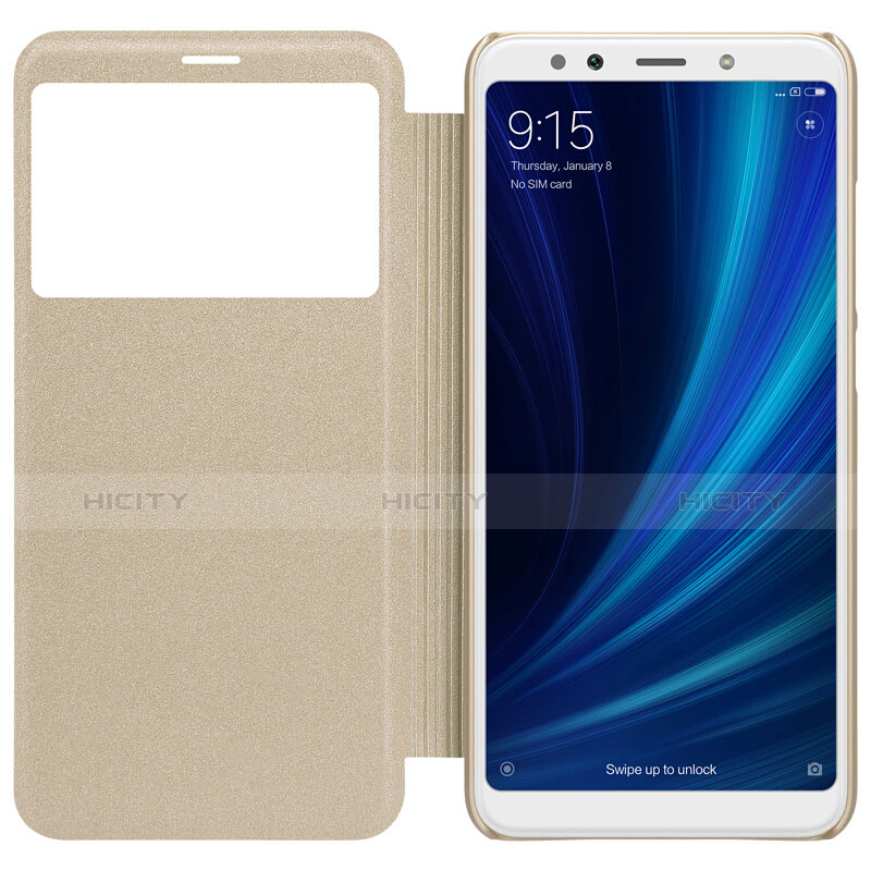 Cover Portafoglio In Pelle con Supporto L01 per Xiaomi Mi 6X Oro