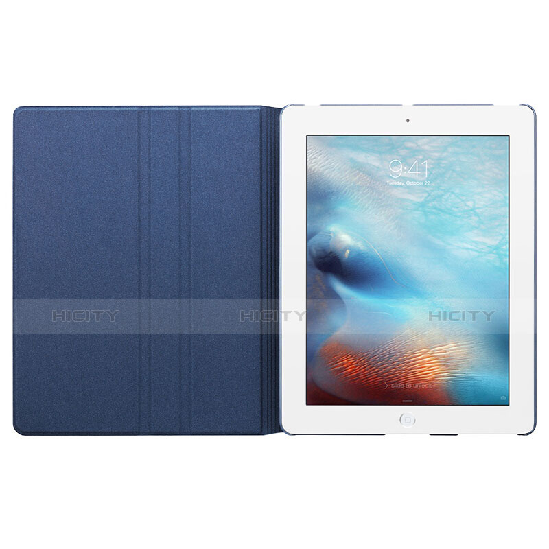 Cover Portafoglio In Pelle con Supporto L02 per Apple iPad 3 Blu