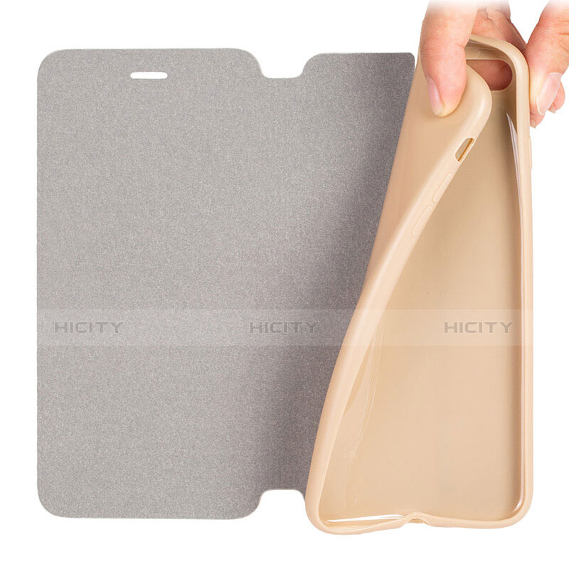 Cover Portafoglio In Pelle con Supporto L02 per Apple iPhone 7 Plus Oro